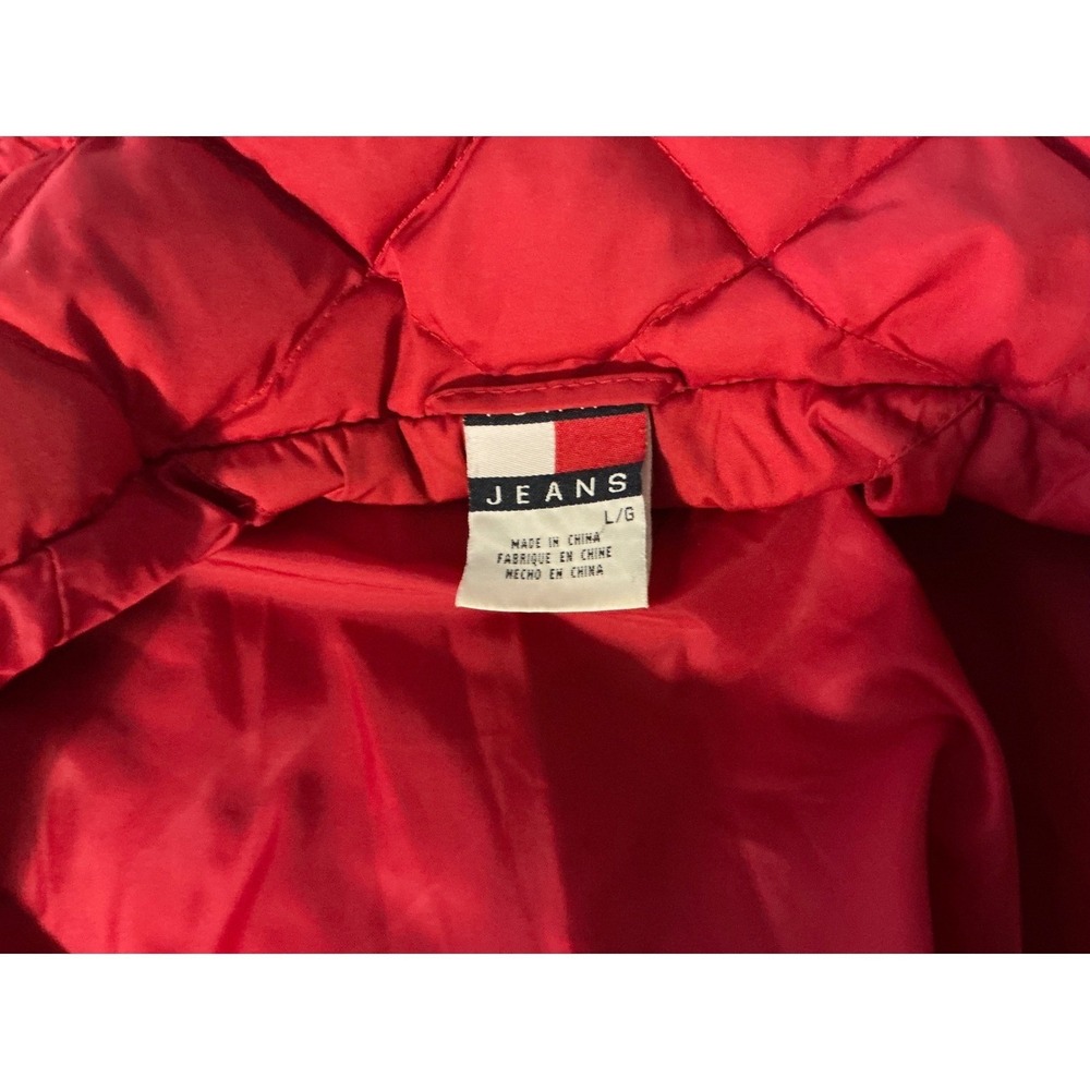 Tommy Hilfiger Jeans Red Quilted Full Zip Jacket Women's L G